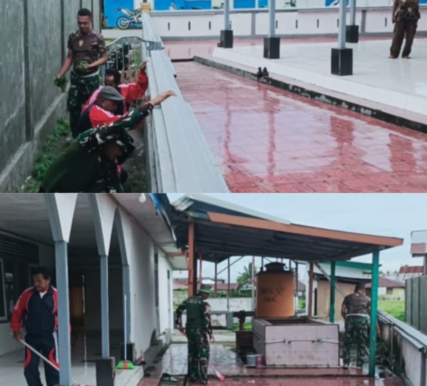 Koramil 1509-02/Obi Gelar Karya Bakti Jumat Berkah.
