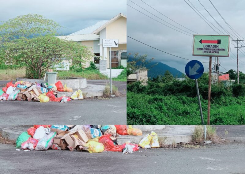 Ket:Pasar Modern Towokona dijadikan Tempat Pembuangan Sampah Sementara.