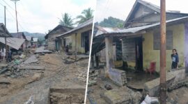 Ket:Kondisi pemukiman warga Desa Yaba, Kecamatan Bacan Barat Utara, pasca banjir Rabu dini hari.|foto jarumSatu.com