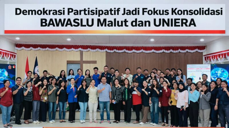 Ket: BAWASLU Malut Budaya Politik Partisipatif Lewat Konsolidasi Demokrasi Bersama UNIERA |foto jarum satu.com