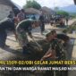 Ket:Koramil 1509-02/Obi melalui kegiatan karya bakti dalam rangka Jumat Bersih bersama Warga.|foto jarumSatu.com