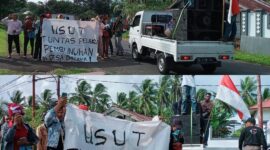 Ket: Keluarga Korban Melakukan Aksi diDepan Polres Halbar.