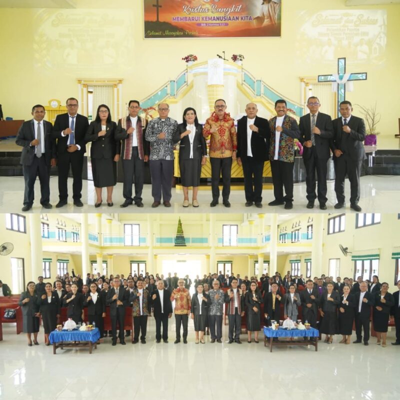 Ket: Pelantikan Panitia Sidang Sinode Bersama (SSB) Gereja Masehi Injili di Halmahera (GMIH) resmi dilaksanakan di Gedung Gereja Betlehem Hoku-Hoku Kie, Kecamatan Jailolo, Kabupaten Halmahera Barat, Jumat (8/5/2026).