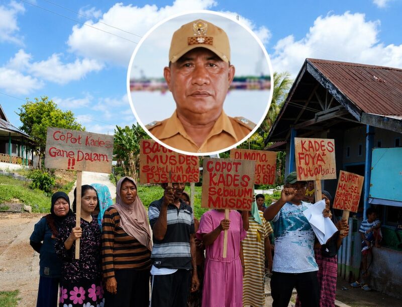 Ket: Aksi Protes Warga Desa Gane dalam