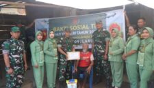 Ket: Kodim 1509/Labuha dan Persit menyerahkan bantuan sembako kepada warga kurang mampu di Kampung Makeang dalam rangka HUT ke-81 TNI..